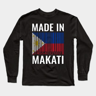 Made in Makati Barcode Flag of the Philippines Long Sleeve T-Shirt